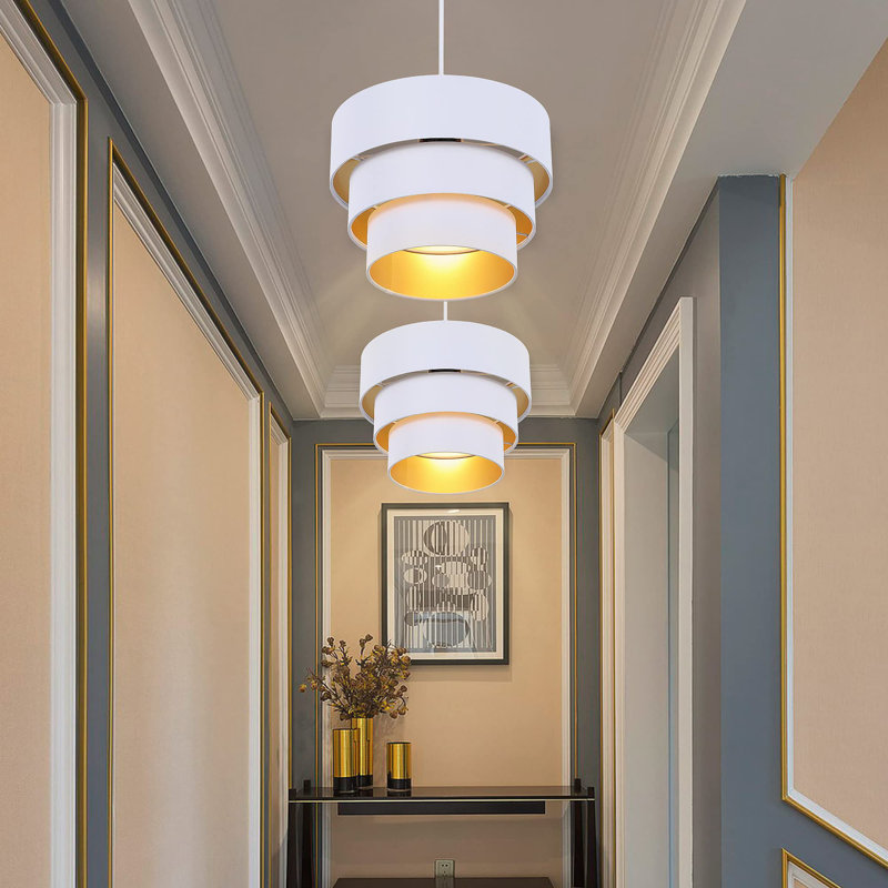 Luminaire suspendu tambour 1 lumière Daivon, Blanc