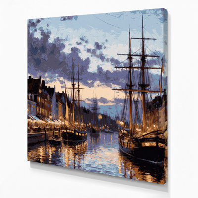 Cities Copenhagen Denmark Black Canvas Wall Art