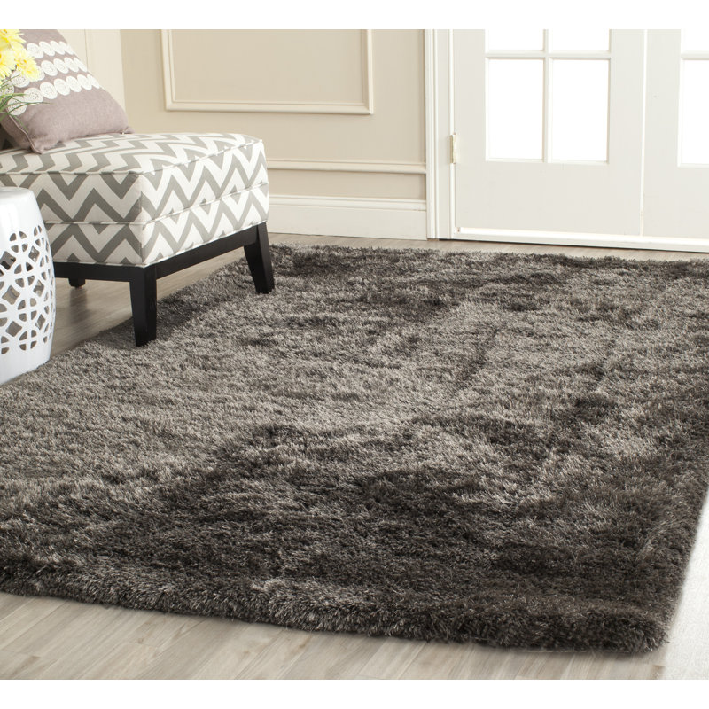 Tapis gris anthracite touffeté à la main Apasra, Rectangle 5 pi x 7 pi