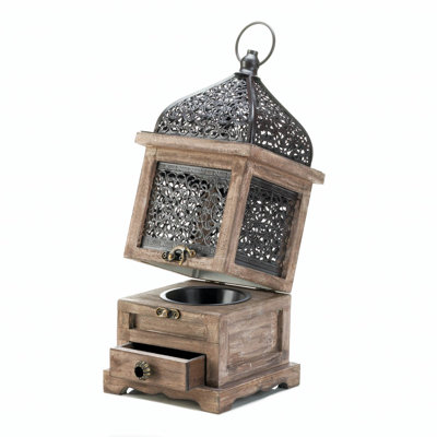 14.25'' H Wood Tabletop Lantern