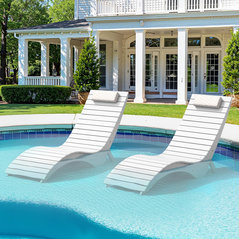 Ensemble de 2 chaises longues pour piscine, White