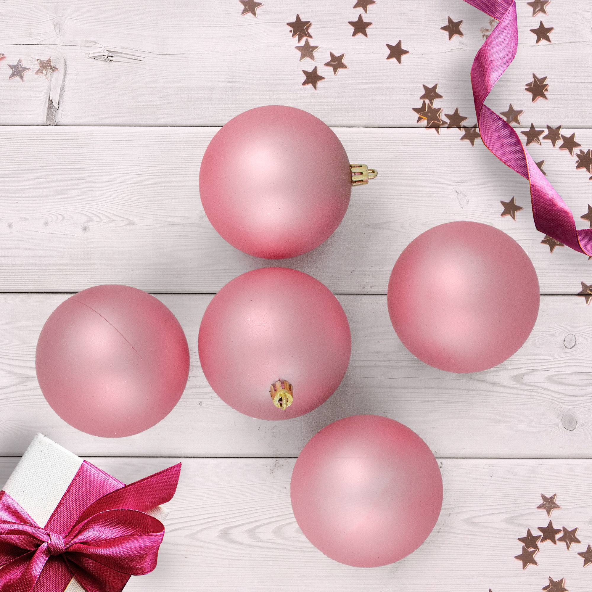 Shatterproof Matte Christmas Ball Ornaments, Pink