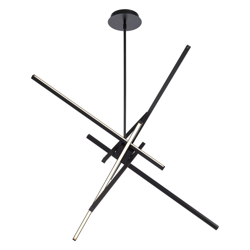 5- Light Sputnik Sphere LED Chandelier, Black, 39"