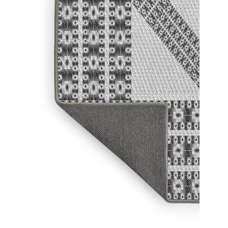 Tapis noir/blanc cassé tissé à la machine, Tapis de couloir 2 pi x 5 pi