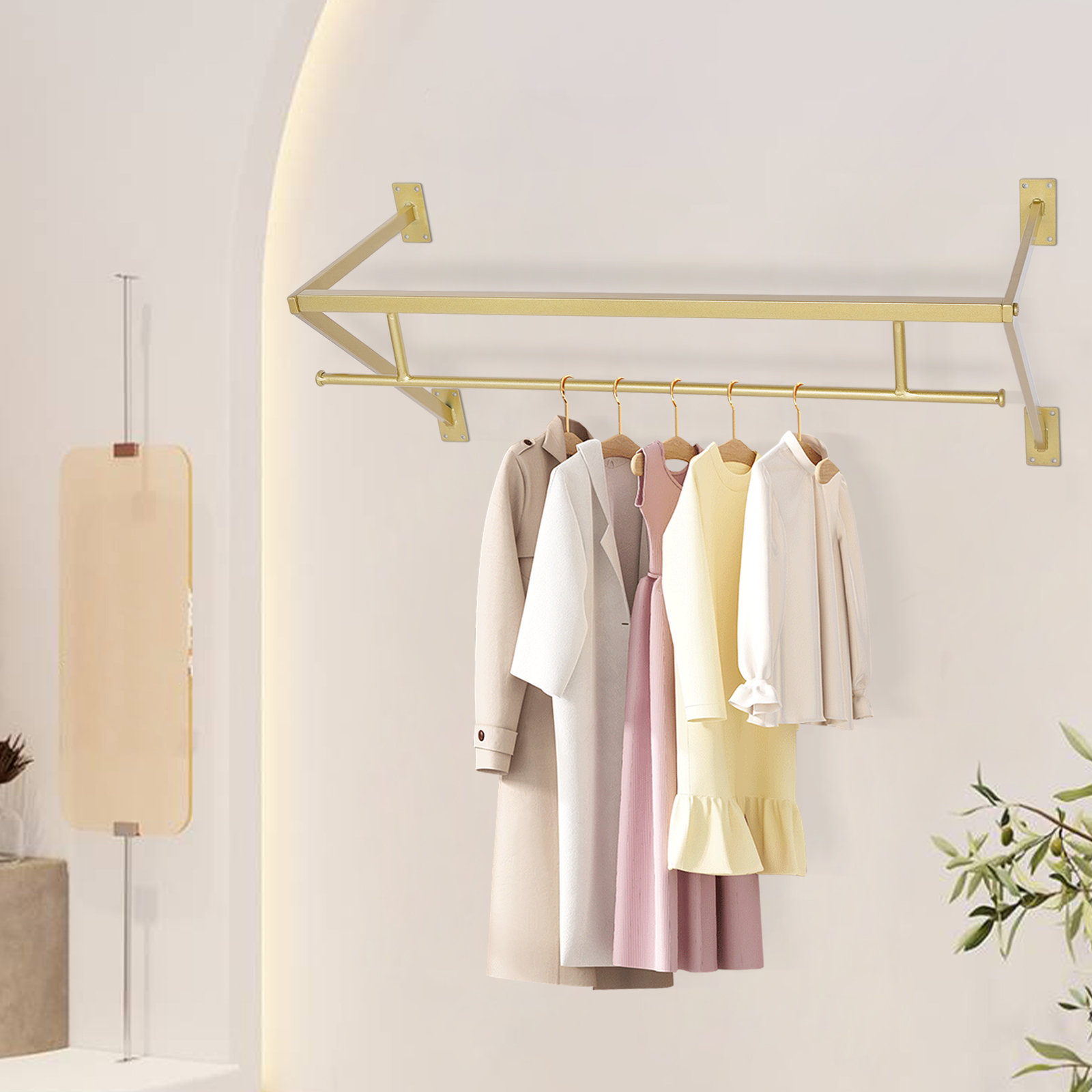 Everly Quinn 31.5'' Wall Mounted Clothes Rack Industrial Pipe Display  Garment Rack & Reviews