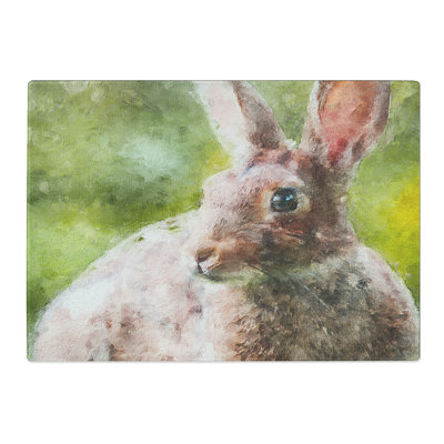 Tempered Glass Rabbit in a Green Field Chopping Board