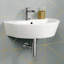 iBathUK Clario Modern Curved Wall Hung Sink, Stylish Wall Hung Cloakroom Ceramic Basin, Space-Saving D-Shape Design