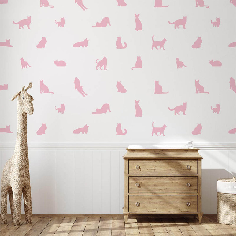 Cat Silhouette Wall Decals | Soft Pink