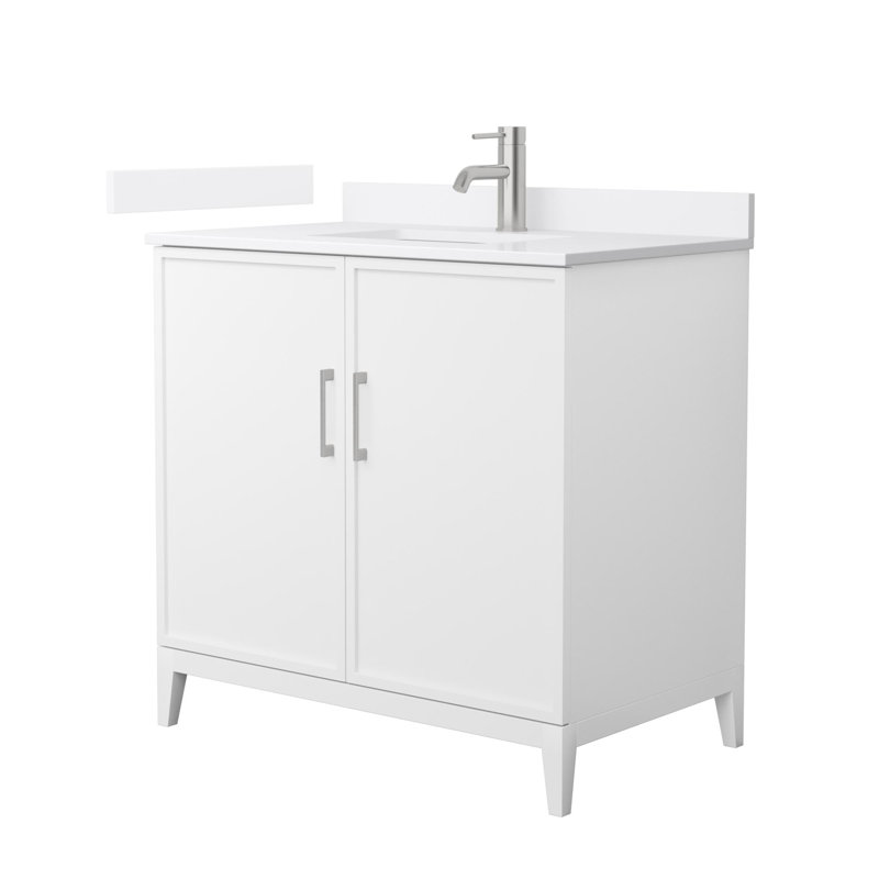 Elan 36'' W Vanity, Brushed Nickel, White, Carrara Cultured Marble