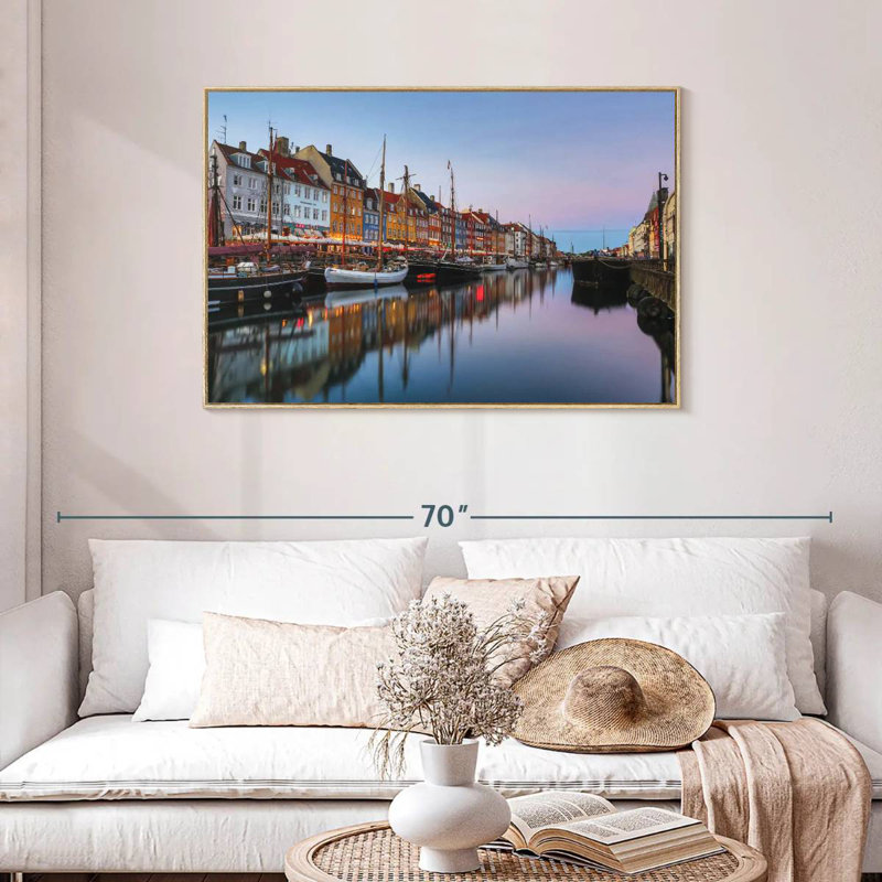 Nyhavn New Harbor, Cadre flottant en bois naturel, 43 po x 29 po