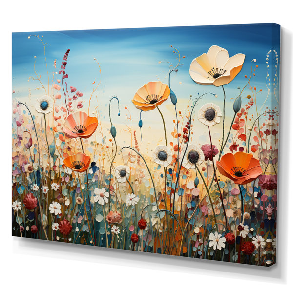 Red Barrel Studio® Wildflowers Field Pointillism Dot I Framed On Canvas ...