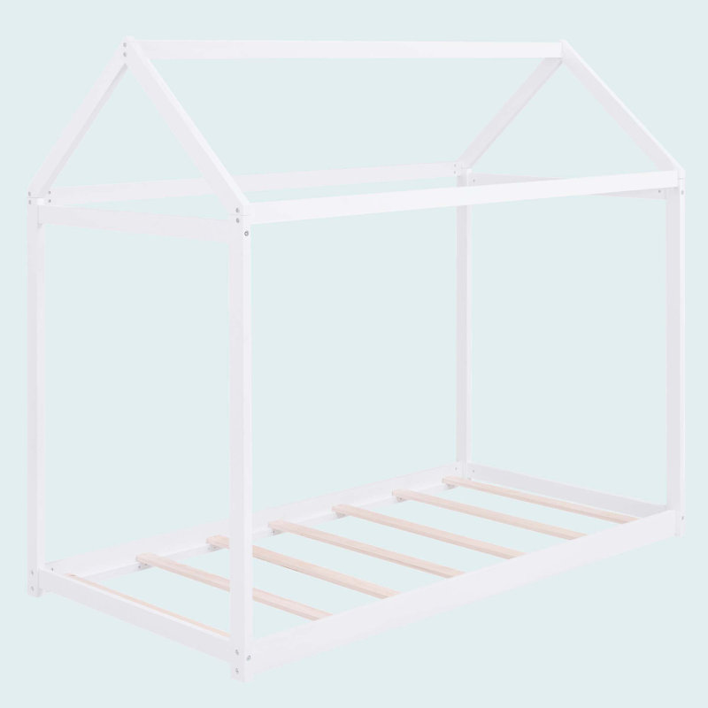 Lit simple en bois, Blanc