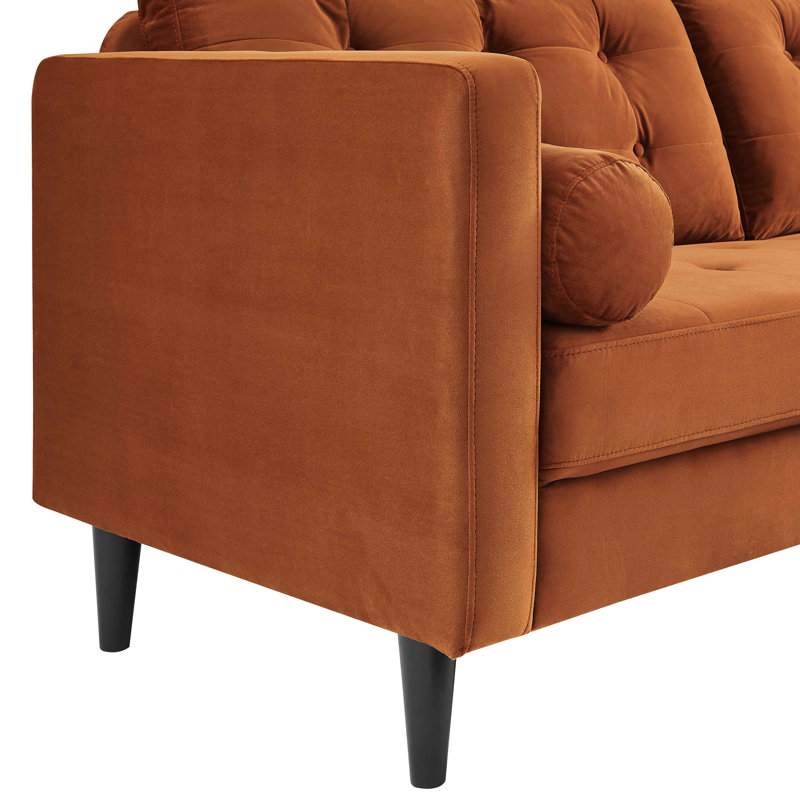 Jeses 204Cm Velvet Square Arms Sofa, Curry