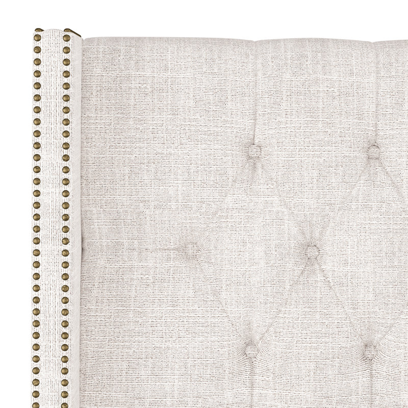 Casstown Upholstered Bed, King, Zuma White Textured Linen