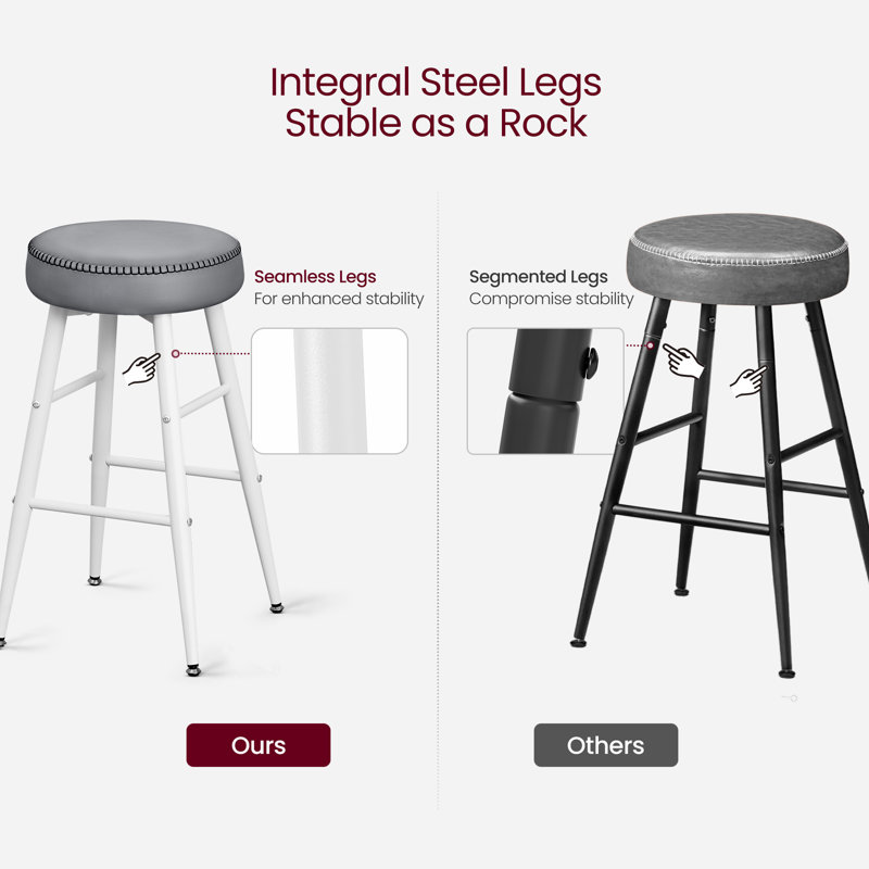 Parmley Faux Leather Stool, Gray Faux Leather/White Frame, Counter Stool (24.8" Seat Height)