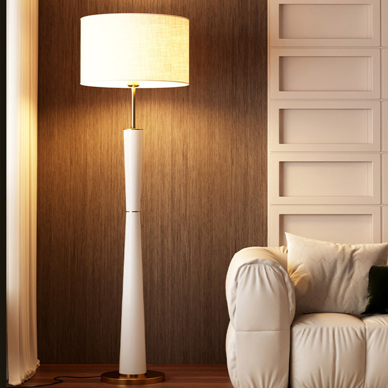 Lampes sur pied en fer blanc, Blanc / Doré, Blanc
