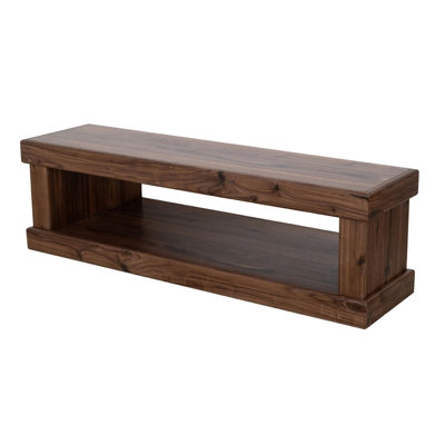 Kima Entryway Bench, Open Lower Shelf, 60 Inch Walnut Brown Wood