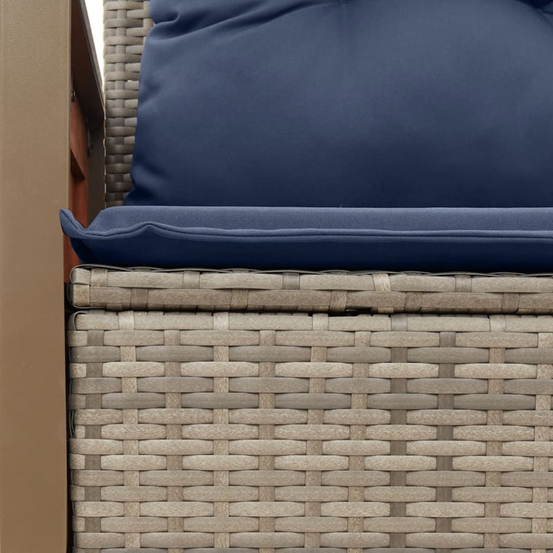  Canapé de patio avec coussins 2 places en rotin de polyester gris