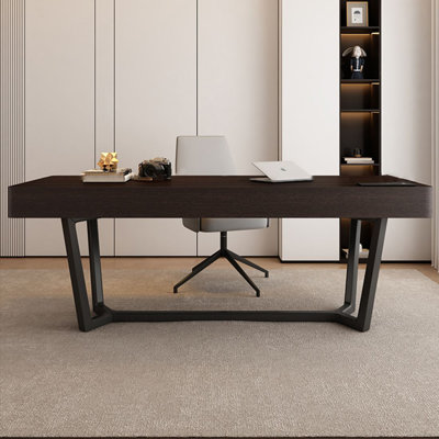Bureau rectangulaire en bois manufacturé de couleur fumée avec tiroirs