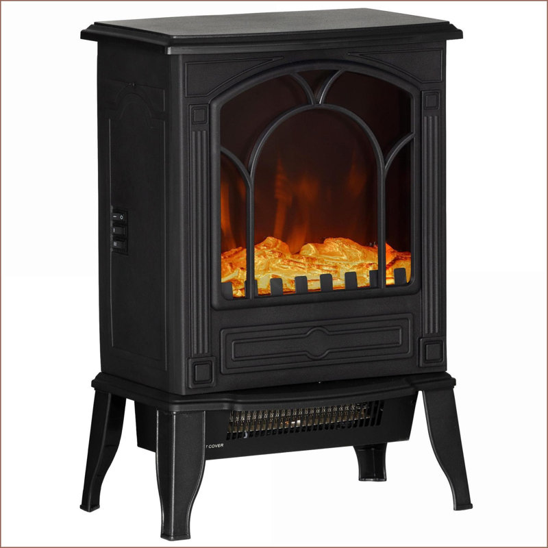 Poêle électrique pour foyer, autoportant de 22 po avec flamme réaliste, 750 W / 1500 W, protection contre la surchauffe | Noir | ABS