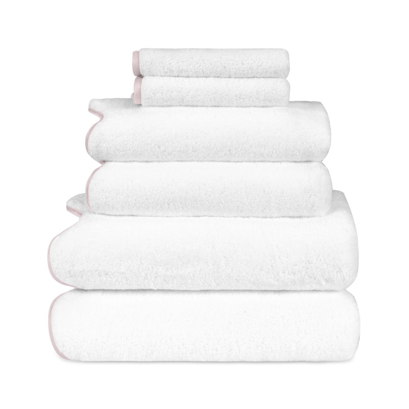 Antalya 6 Piece Turkish Cotton Towel Set, White/Incenso Lavender