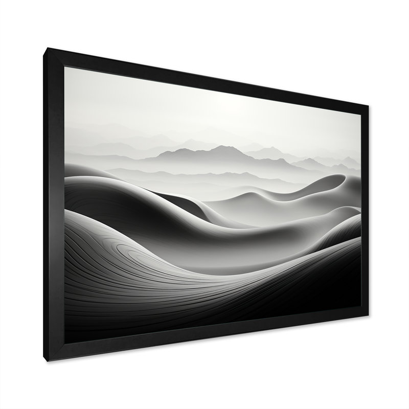 «Black and White Rivers», impression sur toile, H 16 po x l 32 po x P 1 po, Cadre simple noir