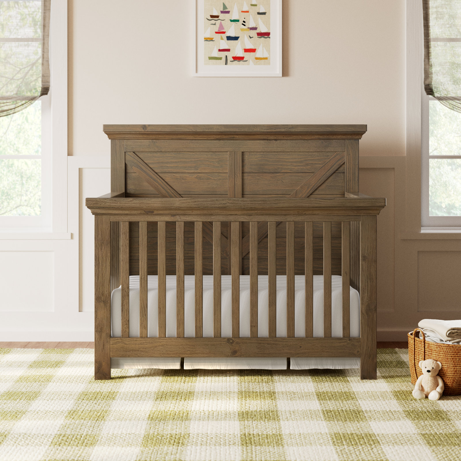 Aceline 4 -in-1 Convertible Crib, Harvest Brown