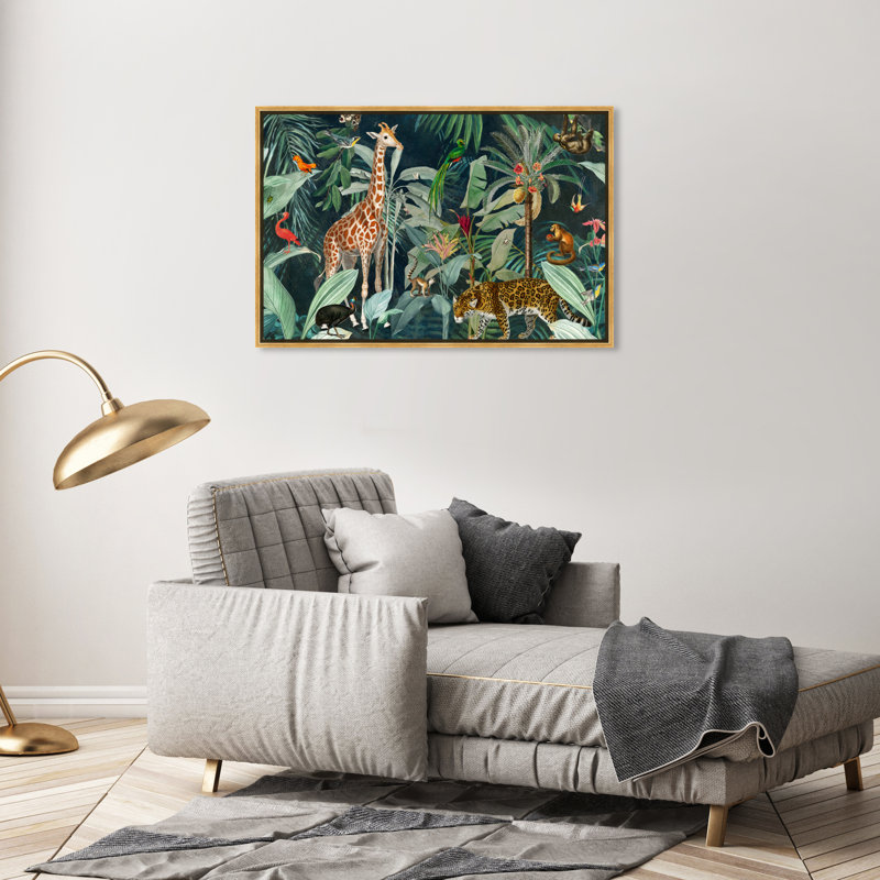 Jungle Reves - Impression sur toile, Toile encadrée, H 24 po x l 36 po, Doré