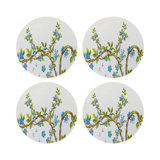 Cherry Blossom Red Vegan Leather Round Coasters