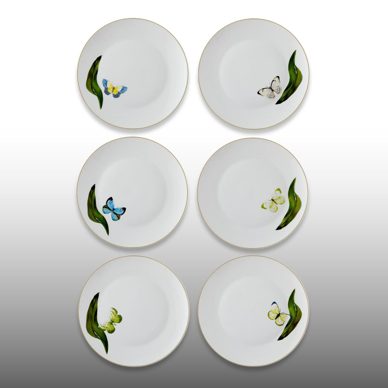 Ensemble de 6 assiettes de service rondes 100% porcelaine 6 pièces