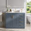 Ensemble de meuble-lavabo 36 po avec lavabo en céramique, meuble de rangement pour salle de bain avec cadre en bois massif, ensemble de meuble-lavabo autoportant avec 3 tiroirs et portes à fermeture douce-647701536