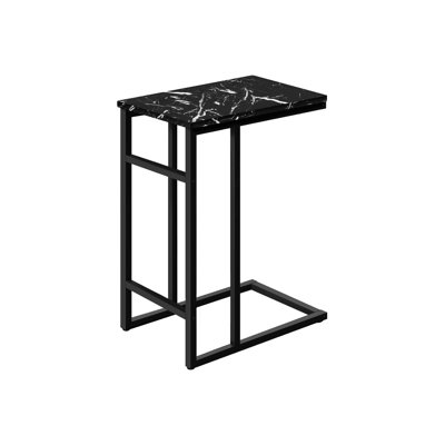 Table With Black Finish And Metal, Ideal For Living Room, Office Stylish Accent Marble-Like Laminate Metal