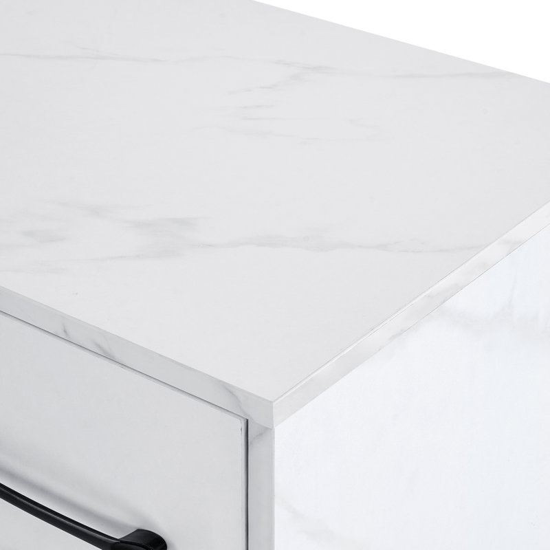 Kowlessar L-Shaped Corner Vanity Makeup Desk, Manicure Table with Lackable Drawer