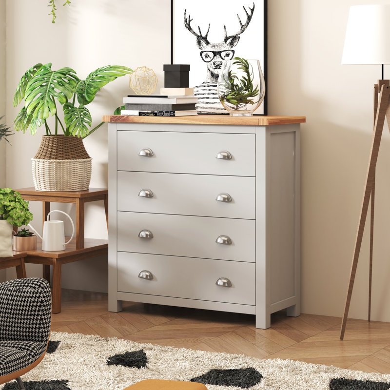 Orian 90cm W 4 - Drawer Chest of Drawers, Chrome