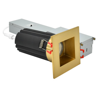 Luxrite 2 Inch LED Regressed Canless Light with Square Brass Interchangeable Trim, 5CCT, CRI90, Dimmable, 14/20W, 60° Beam, 1200/1700LM, 120-277V, ETL