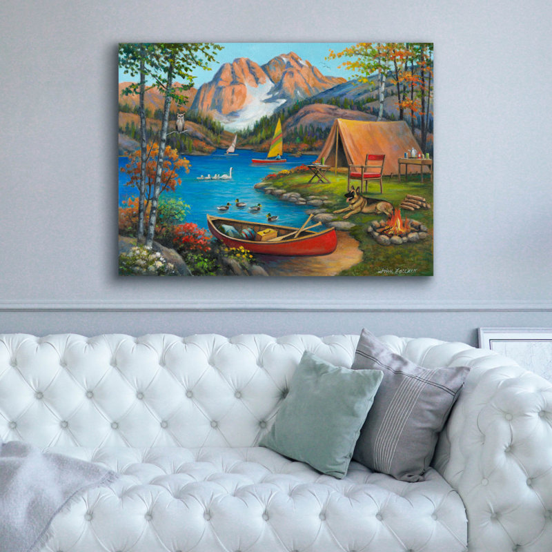 «Epic Graffiti», «pittoresque camping» par John Zaccheo, art mural sur toile, 54 po x 40 po