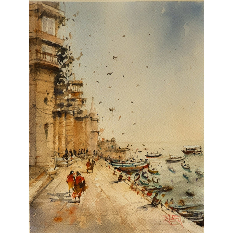 Varanasi Ghat | Aquarelle sur papier | Par Subhadra Sarkar