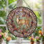 Panneau de vitrail en forme de couronne de cerf H 12 po-1898283725