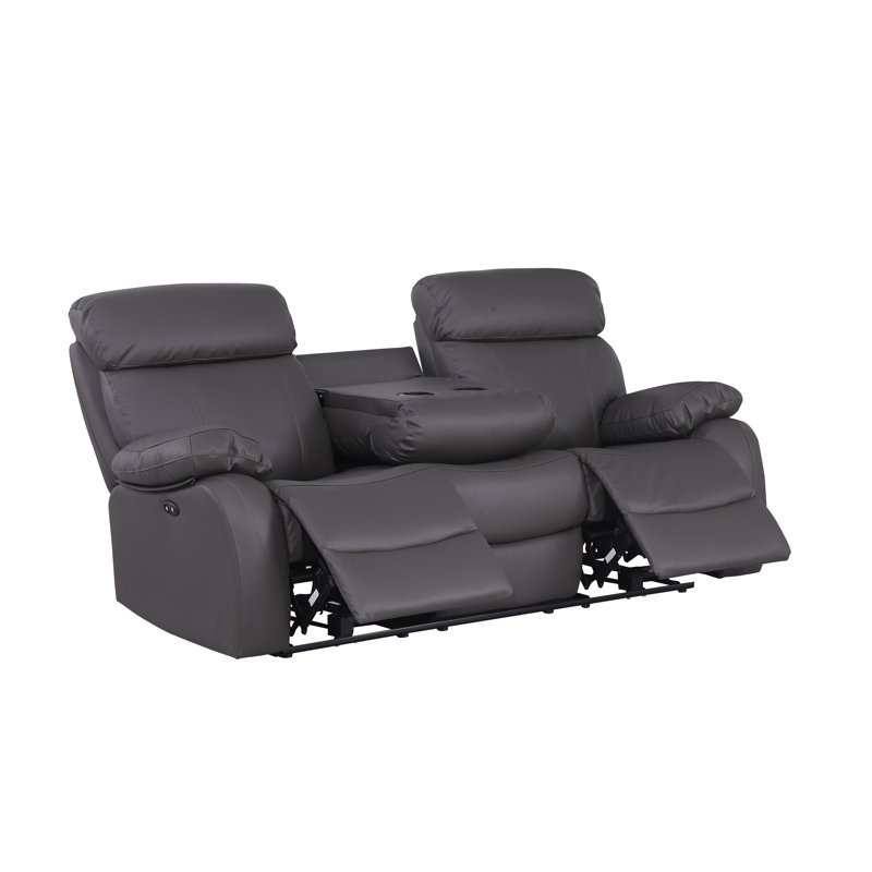 Jawaad Upholstered 81'' Power Reclining Sofa, Gray Faux Leather
