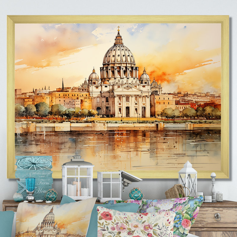 Art mural de la Cité sereine II, Rome, Cadre flottant brun, H 12 po x l 20 po x P 1 po