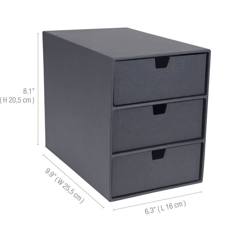 Ingrid Cardboard Stackable Desk Organizer, Dark Gray