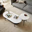 Petite table basse ronde en pierre frittée avec structure en métal - Facile à nettoyer, légère pour le salon, la chambre à coucher et le balcon