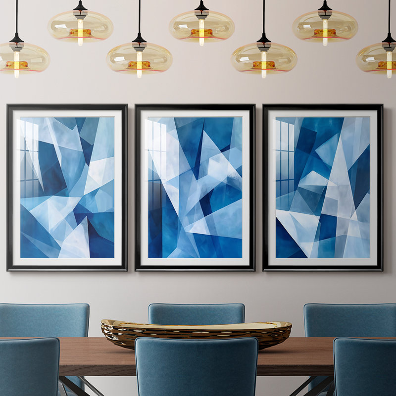 ABSTRACT Series XCI - Impression encadrée sur mesure de qualité supérieure - 3 pièces, Noir, H 30 po x l 63 po
