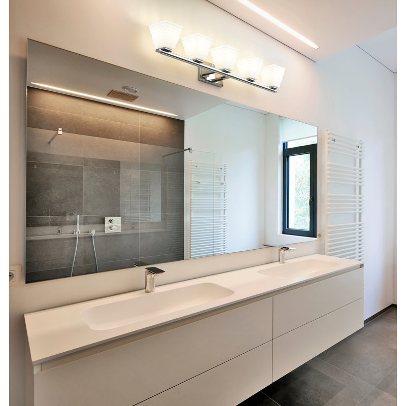 Ensemble de meuble-lavabo 5 lumières Teyona, Chrome poli