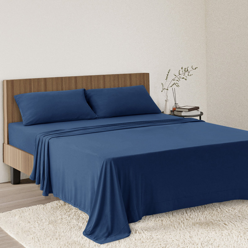 Sheet Set Ultra Soft Jersey Knit Sheet Set Deep Pocket, Queen, Blue