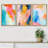 Vibrant Multicolor Paint Stroke Shapes Abstract Colorful Decor Framed On Canvas 3 Pieces Print-90847587-90847588
