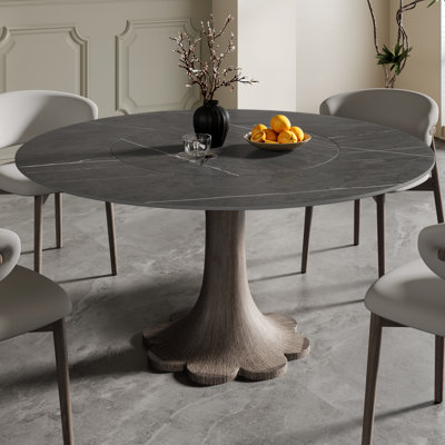 Revolution Dining Table: Built-In Lazy Susan With Smooth-Spinning 360° Functionality Round Kitchen Table Floral Shape