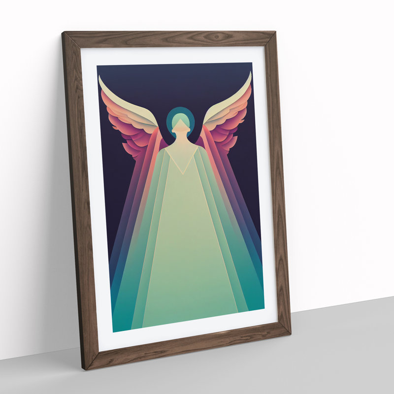 Art Deco Angel Vol.1 - Wall Art, 34cm H x 25cm W x 2cm D, Walnut Framed Paper