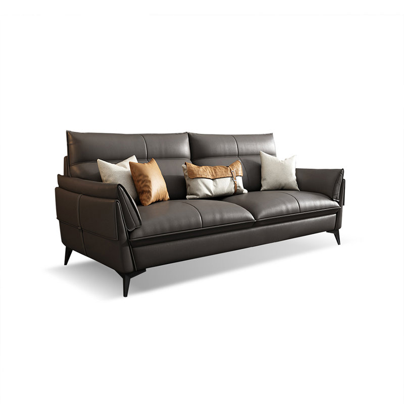 Causeuse-coussin standard en cuir véritable noir, H 37,4 po x l 74,02 po x P 39,37 po