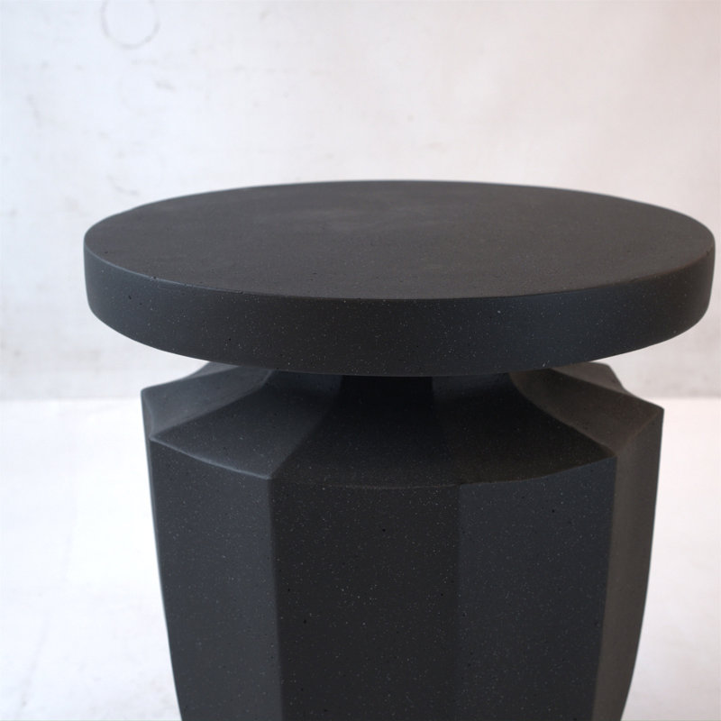Table de bout décorative de jardin, H 20,3 po, moderne, robuste, robuste, en faux terrazzo, table d'appoint, table d'appoint, pour l'intérieur et l'extérieur